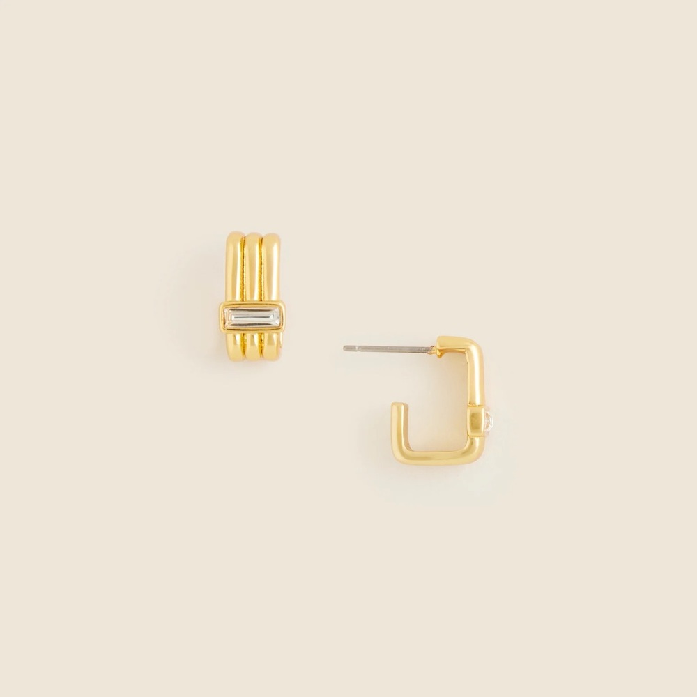 J. Crew Crystal Square Hoop Earrings